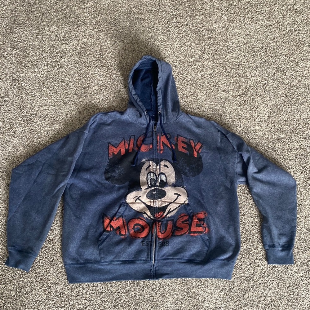 Disneyland, Walt Disney World, XL, Mickey Mouse, zipper sweatshirt hoodie, blue.